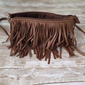 Brown Fringe Crossbody Bag
